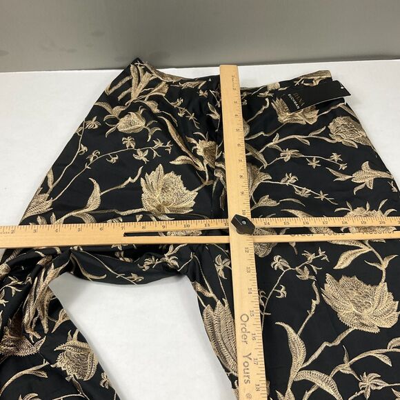 Dana Buchman Womens Silk Pants 8 Black Gold Embroidered Floral Boho NWT Luxe - Picture 5 of 12